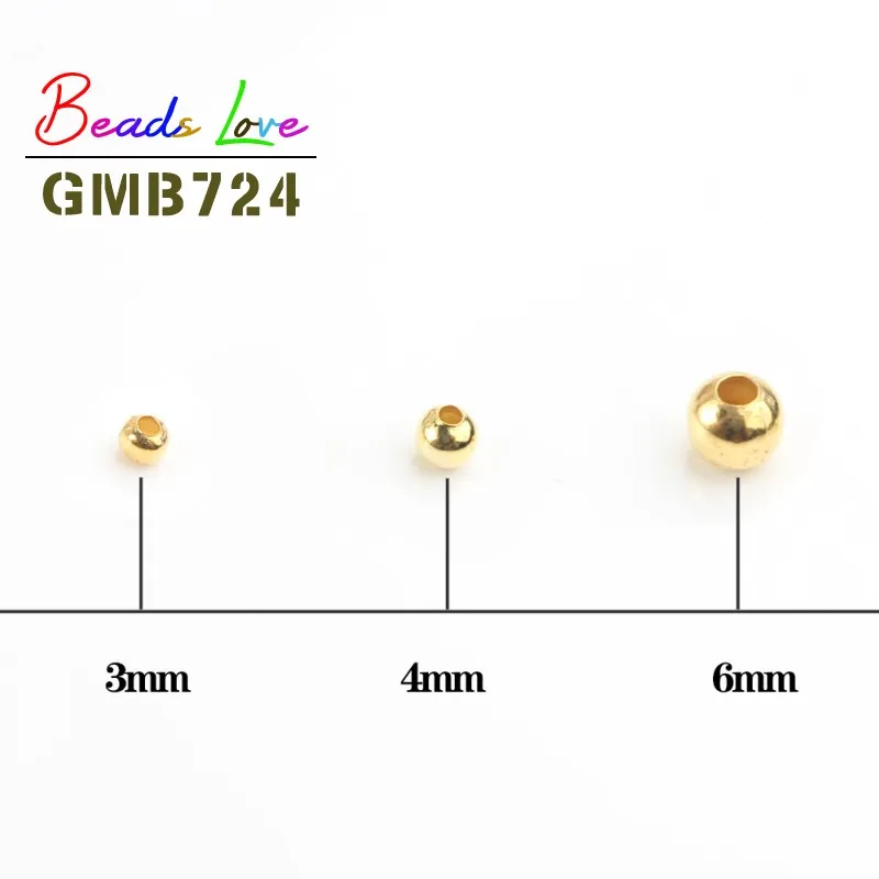 3mm 4mm 6mm Metal Beads Round Loose Spacer Beads for Jewelry Making Diy Bracelet Necklace Accessories Wholesale