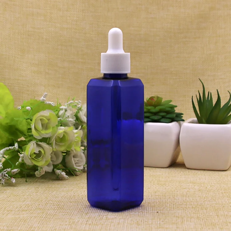 50pcs 100ml Clear Blue Blown Plastic Liquid Bottle Glass Pipette Dropper Empty Cosmetic Packaging Perfume Water Small Container