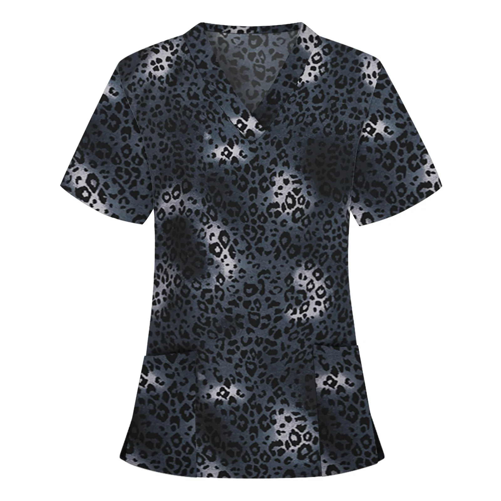 Leopard Print Women Nurse Uniform Scrubs Serpentine Working Uniform Short Sleeve Uniforme Enfermera Mujer V-neck Carer Tops 2022