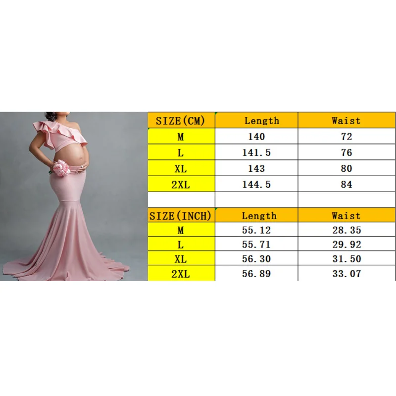 Maternity Mermaid Tail Dress Set For Photo Shoot Ruffles Long Pregnancy Dress 2021 Baby Shower Pregnant Women Maxi Gown