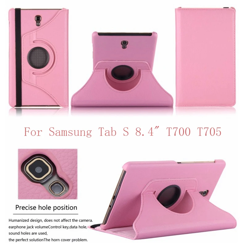 360 Degree Rotating Smart Case For Samsung Galaxy Tab S 8.4 T700 T705 T705C 2014 PU Leather Flip Stand Holder Tablet Cover Shell