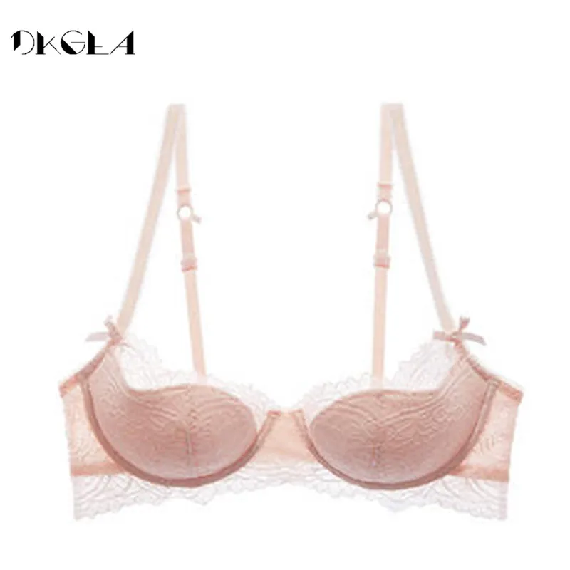 Fashion Young Girl Bra Plus Size D E Cup Thin Cotton Underwear Women Sexy Brassiere Pink Lace Lingerie Push Up Bras Embroidery