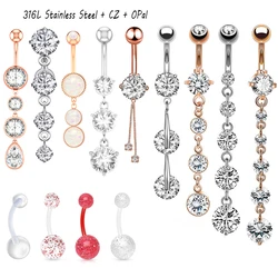 1PC stalowe pierścionki na pępek kryształowe Piercing pępka Piercing CZ pępka kolczyk brzucha Piercing Sexy biżuteria do ciała Piercing Oreill