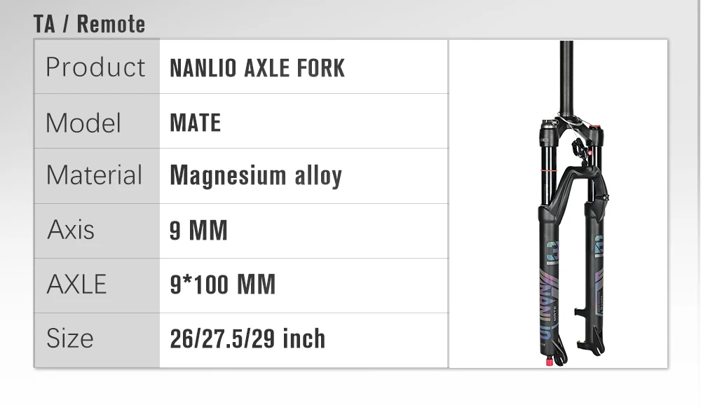 NANLIO X7 Fahrrad-Luftgabel, Rückprall-Einstellung, 26/27,5/29 Zoll, gerade/konisch, RL/LO MTB-Fahrradgabel, 120 140 mm, Reisen – Detail 20