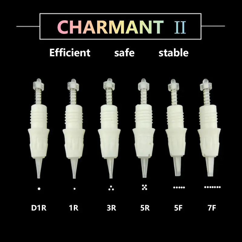 10pcs/pack Disposable Tattoo Permanent Makeup Needle D1R/1R/3R/5R/5F/7F Tips For Lip Eyebrow Cartridge Needle Use For CHARMANT 2