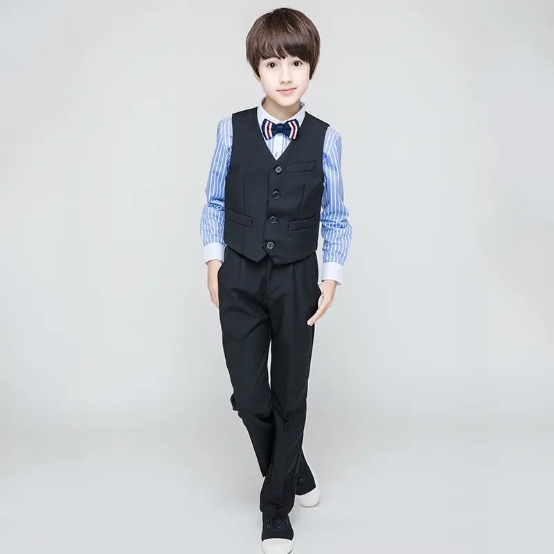 Formal Striped Boys Suit Jacket+Shirt+Pants+Vest Shool Boys Formal Holiday  Boutique Outfit  Boys Clothes  RKS194018