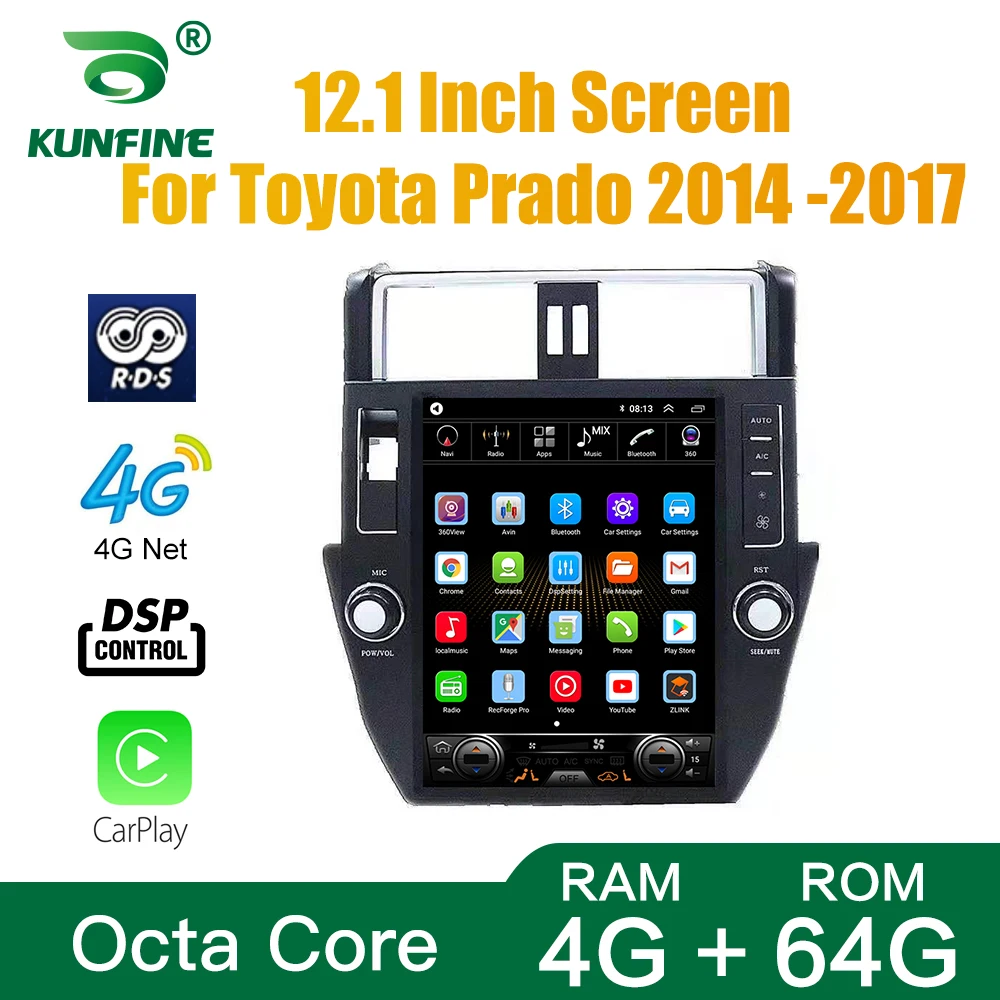 

Tesla Screen Octa Core 4GB RAM 64GM ROM Android 10.0 Car DVD GPS Player Deckless Car Stereo For Toyota Prado 2014-2017 Radio