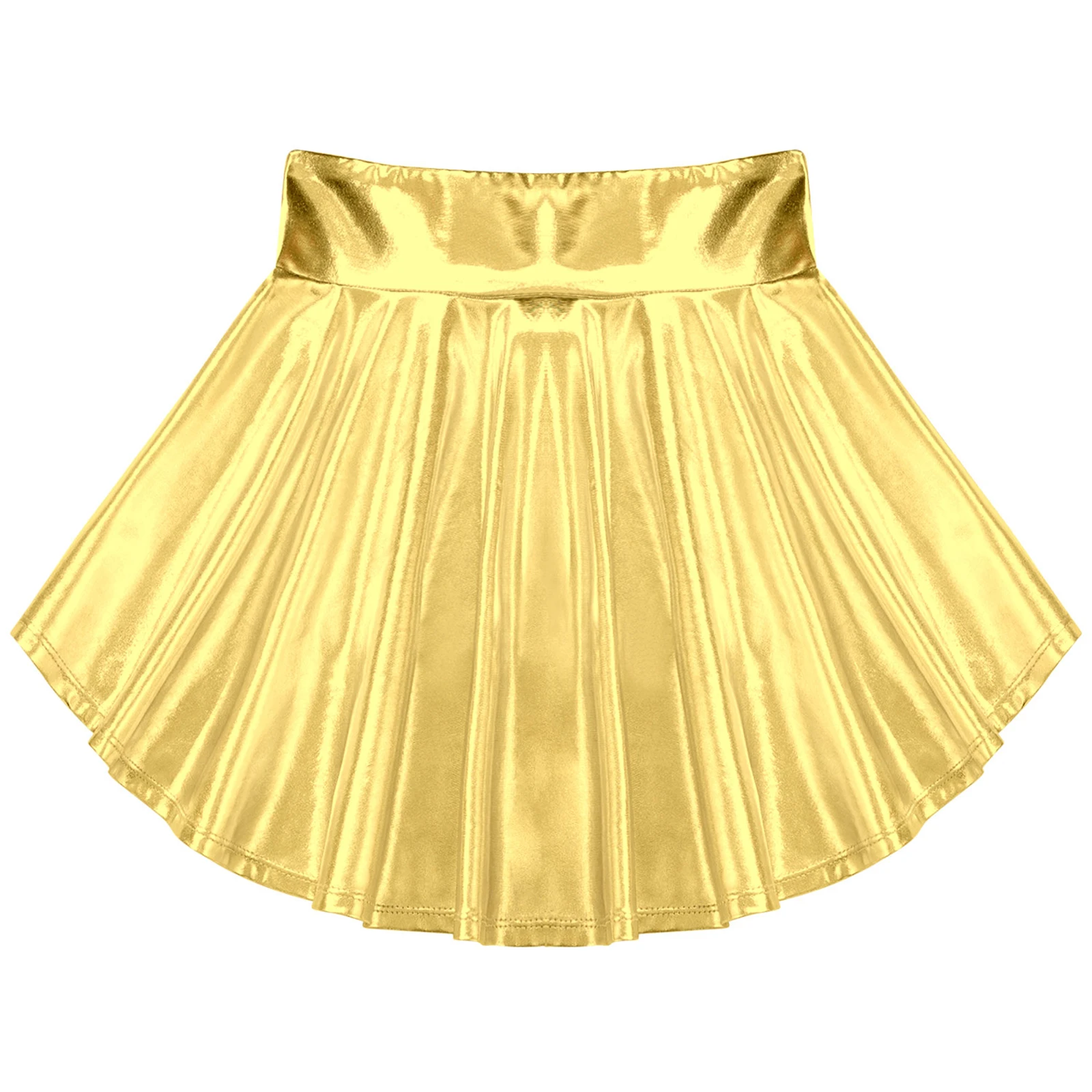 Kleine Kinderen Meisjes Glanzend Metallic Ballet Dans Hiphop Jazz Rok Ruche Onregelmatige Zoom Mini A-Line Rokken Performance Competitie