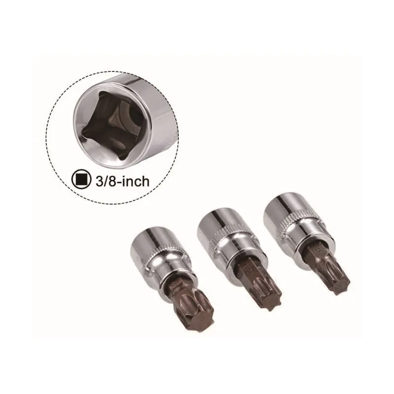 5 Pcs 3/8-Inch Drive Socket Bit Torx T30 T40 T45 S2 Steel 50mm Panjang