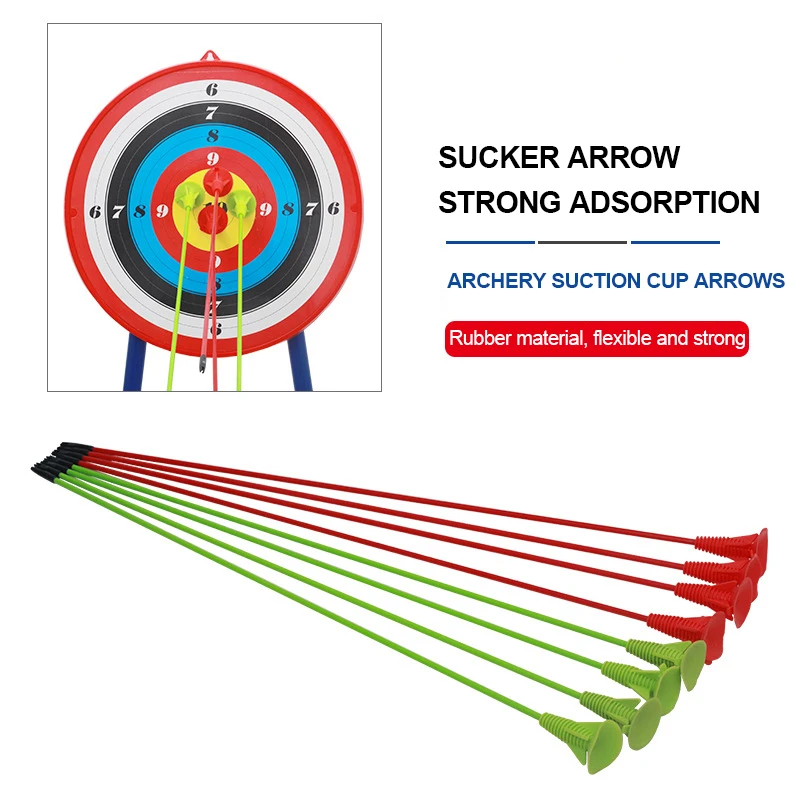 

6pcs Solid Fibreglass Suction Cup Arrow 64cm Kids Sucker Arrow Toy Compound Recurve Bow Entertainment Silicone Arrows