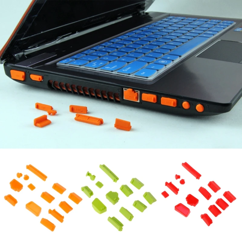 13PCS Anti-Dust Plugs Soft Silicone Data Port USB Protector Set Laptop Jacks Dustproof Cover Stopper Cover PC Computer Notebook