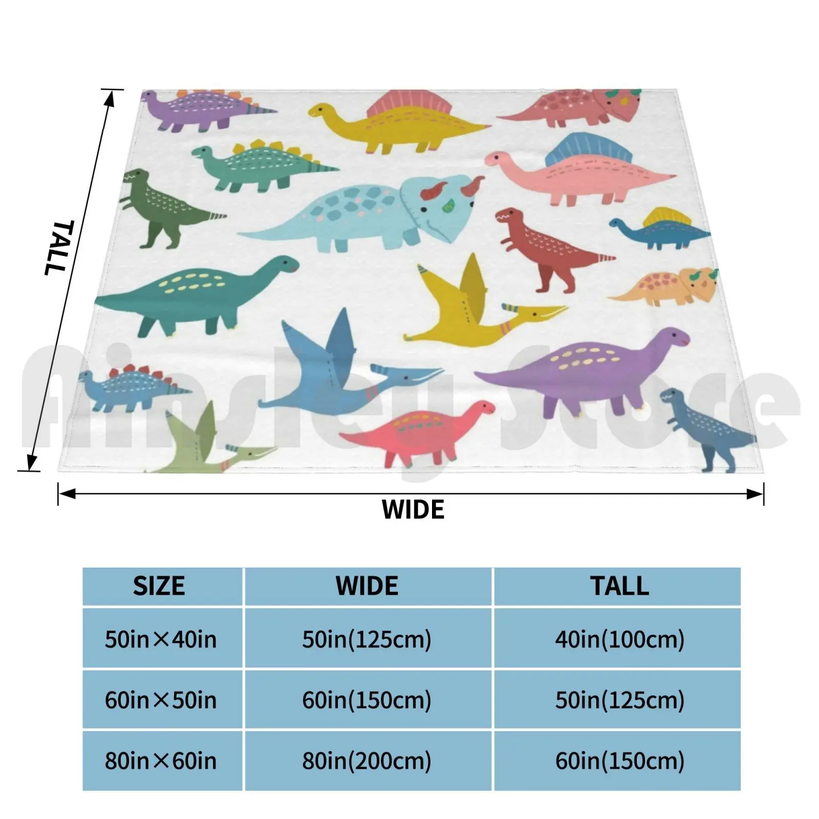 Colorful Dinosaurs Blanket Fashion Custom Dino Dinosaurs Animal Kids Stegosaurus Triceratops Brachiosaurus