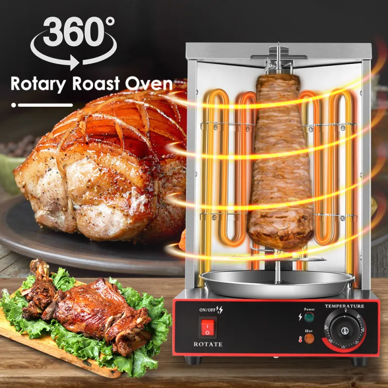 Kebab Machine Electric Vertical Broiler Gyro Grill Machine With Temperature Adjustment Switch Stainless Steel Electric Grills