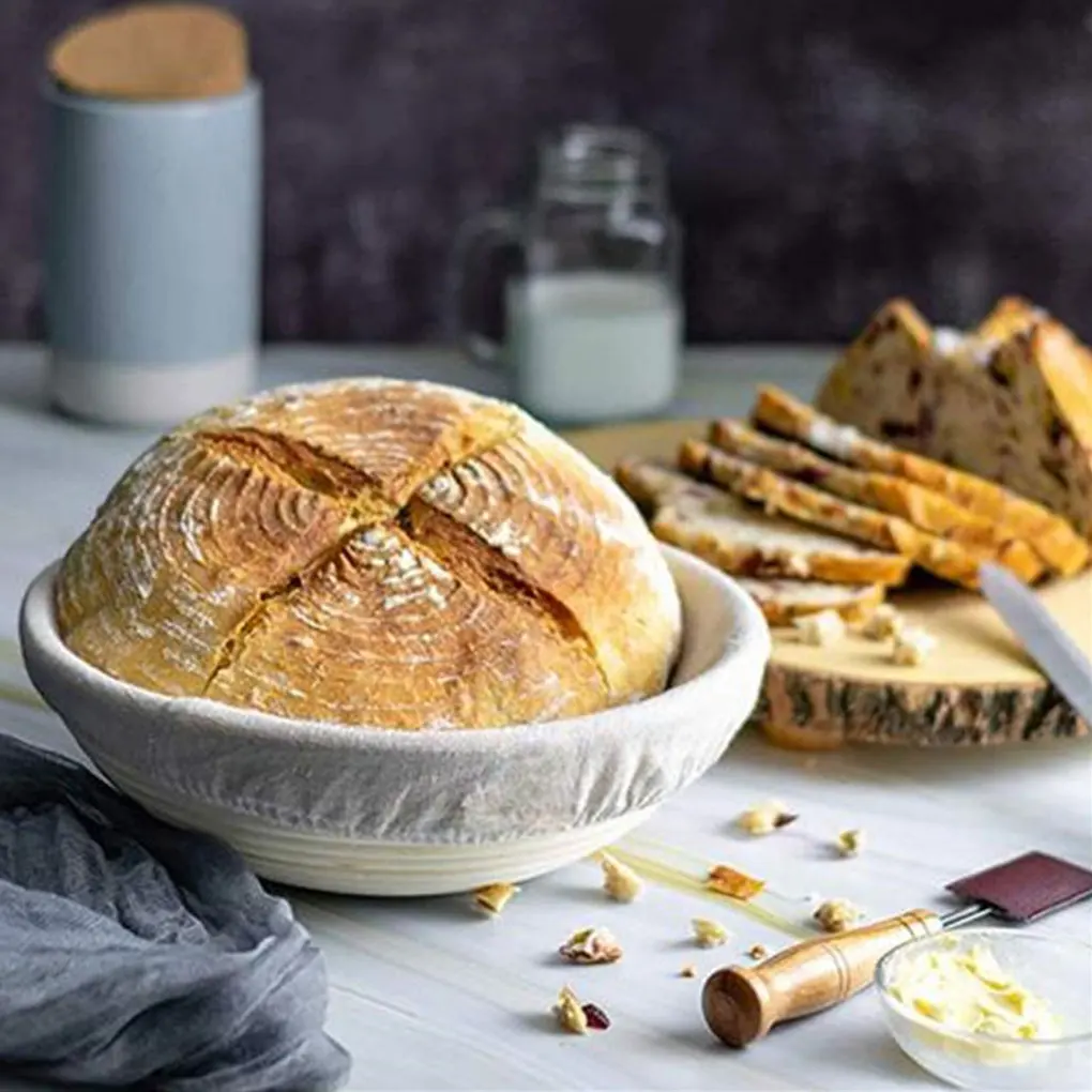 Round Shape Bread Proofing Basket Sourdough Proving Container Metal Dough Scraper Bread Bag Kit