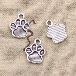 30pcs Charms Bear Dog Cat Paw 15x12mm Antique Silver Color Pendants DIY Necklace Crafts Making Findings Handmade Tibetan Jewelry