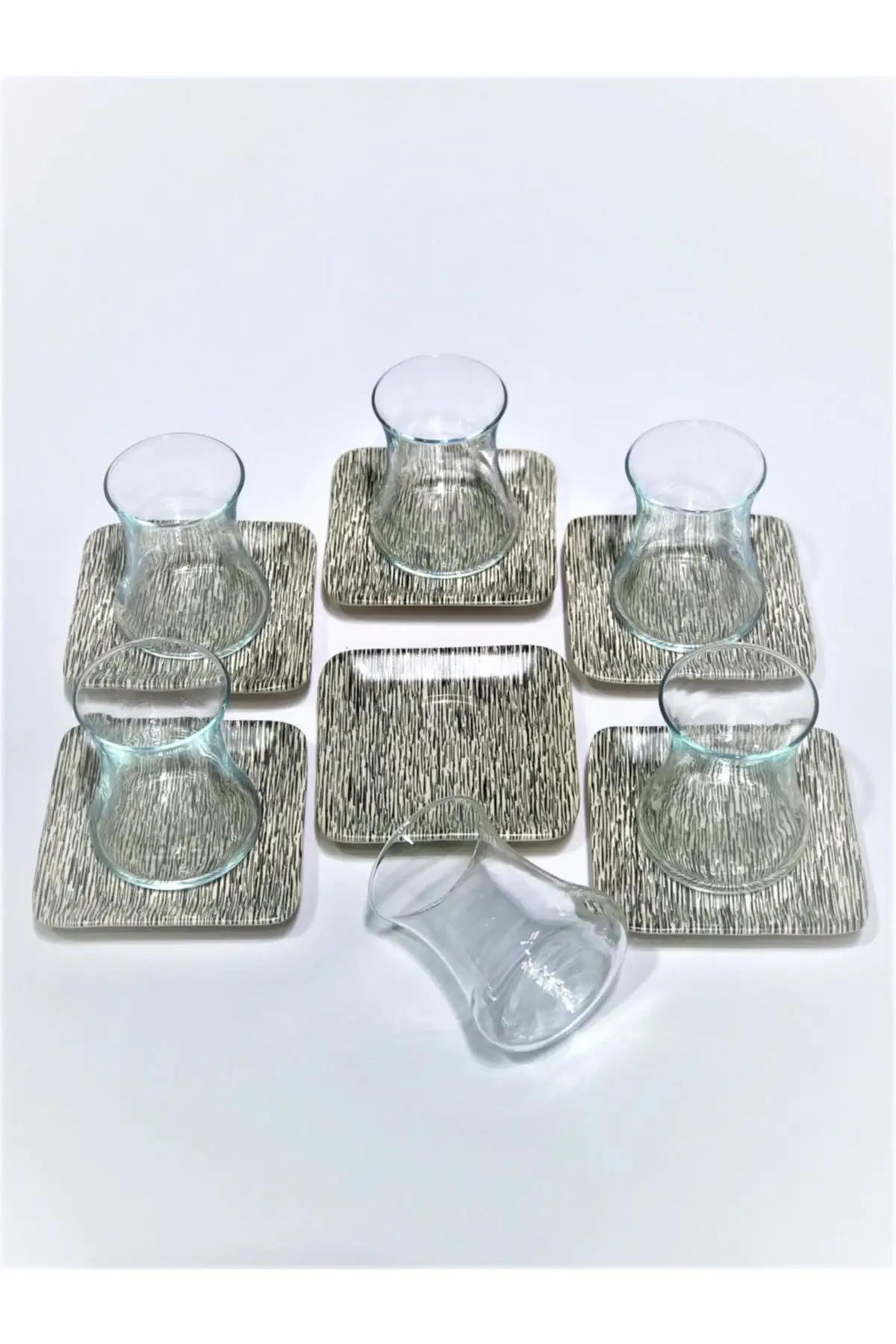 Uras Tea Team 12 Piece Square Plaza English Tea Cup Glass Cup