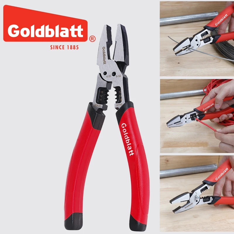 Goldblatt 8 inch wire pliers vice Long Nose Pliers Multi Functional Plier Cable Wire Cutter Plier