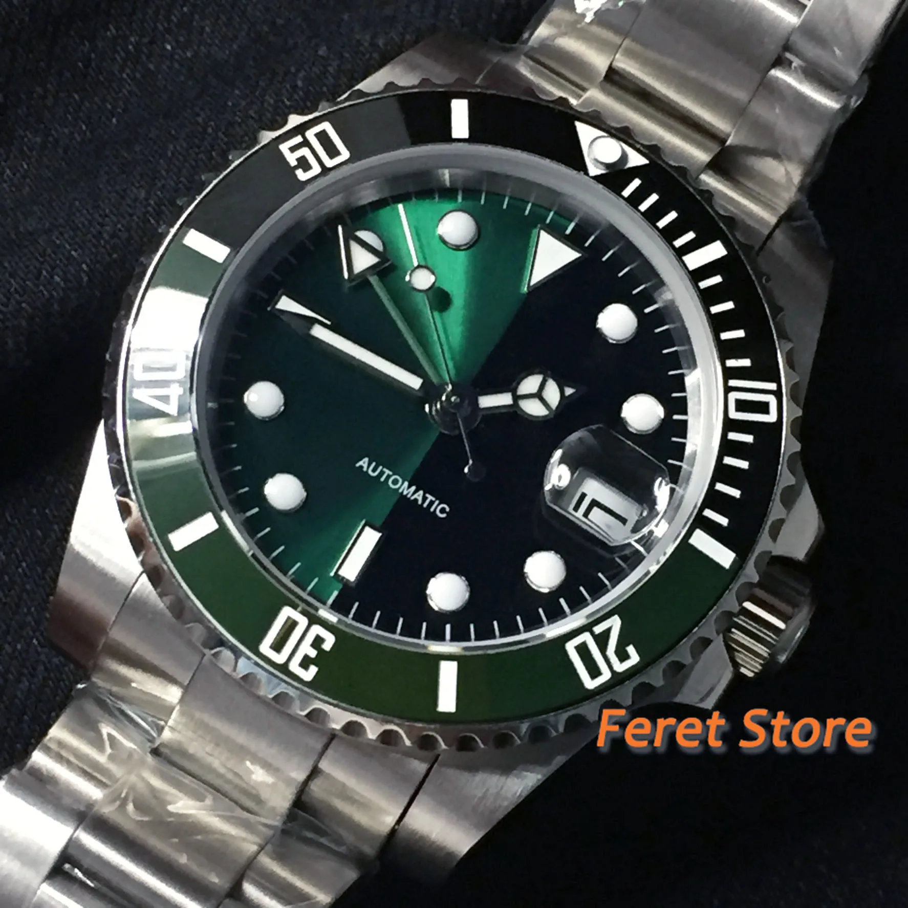 

New Bliger 40mm sapphire glass sterile dial GMT date window green ceramic bezel luminous automatic mens top luxury watch