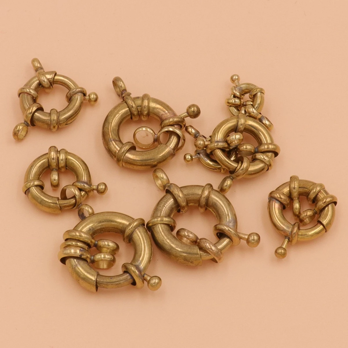 2pcs Brass Jewelry O-ring Snap Hook with Double \