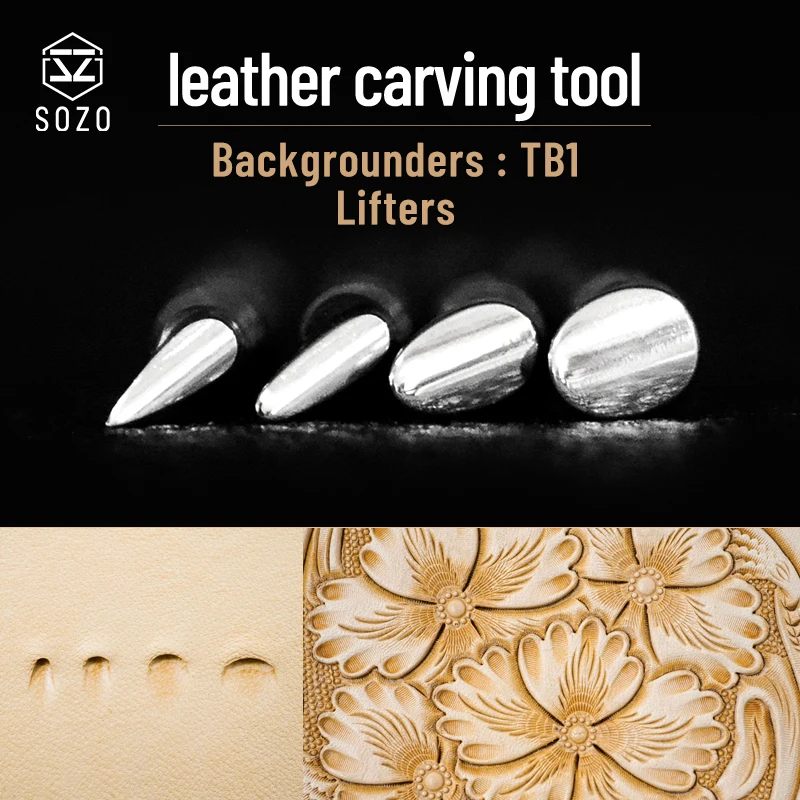 SOZO TB1 Leather Work Carving Pattern Stamps Lifters Sheridan Saddle Making Printing Tools Set 304 Stainless Streel