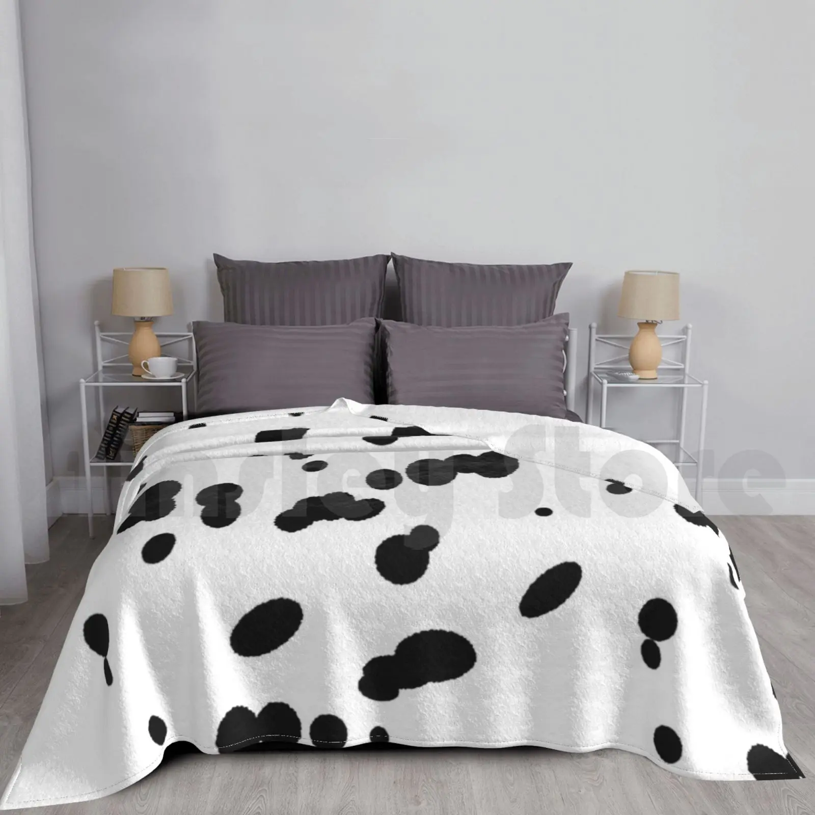 Dalmatian Spots Dog Fur Pattern Blanket Fashion Custom Dalmatian Dog Black Spots Dog Walking Dog Walker Spotted