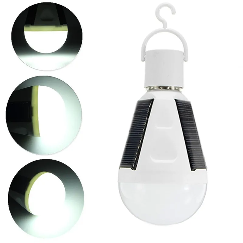 E27 Solar Lights Led Bulb Hanging Led Solar Lamp 7W 85-265V Rechargeable for Outdoor Hiking Camping Tent Fishing Lighting