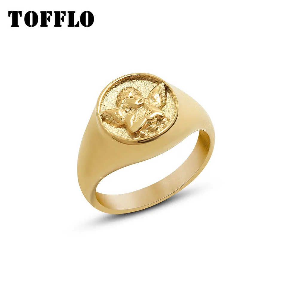 Stainless Steel Jewelry Personality Angel Little Boy Rings Female Punk Hip Hop Ring BSA222