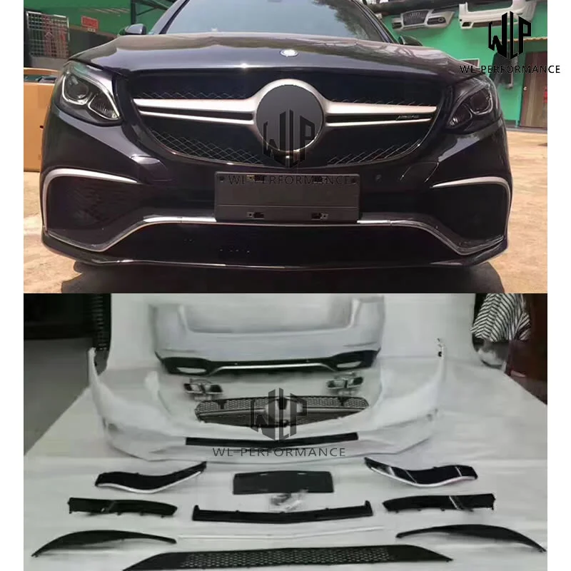 Glc200 260 300 Pp Unpainted Car Body Kit Front Rear Bumper Grille Tail Pipes for Mercedes-benz Glc63 amg Style Car Styling 16-17