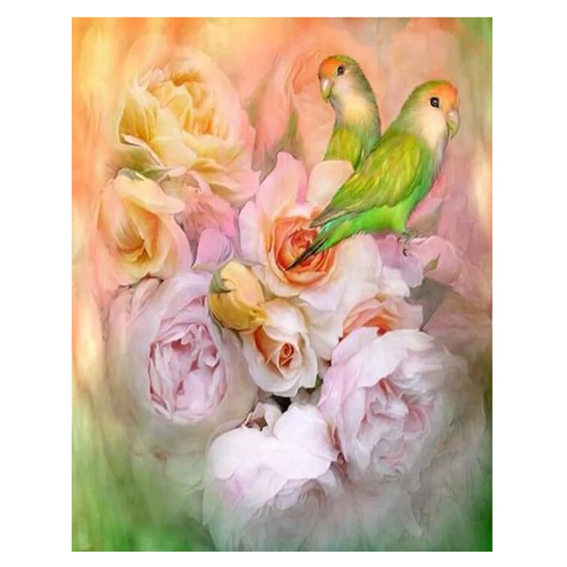 Full Drill Square Round Diy World Love Among The Roses Bright Pigeon Diamond Painting Rhinestones Home Decoration   FC532