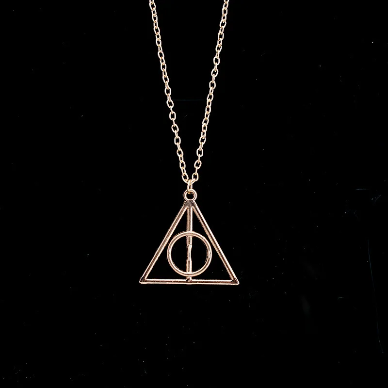 Hot Sale 4cm Harri Deathly Hallows RotatePotter Necklace Pendant Triangle Decoration Animation Action Figure Toys For Girls