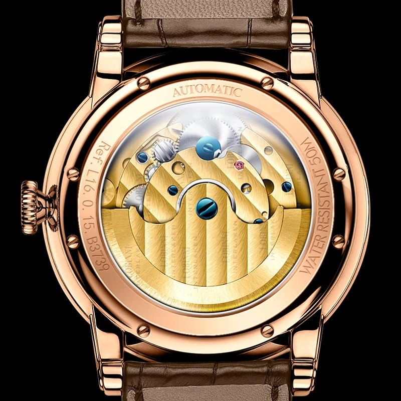 Robinni-男性用機械式サファイアガラス時計,自動巻き,防水,高品質,高級ブランド