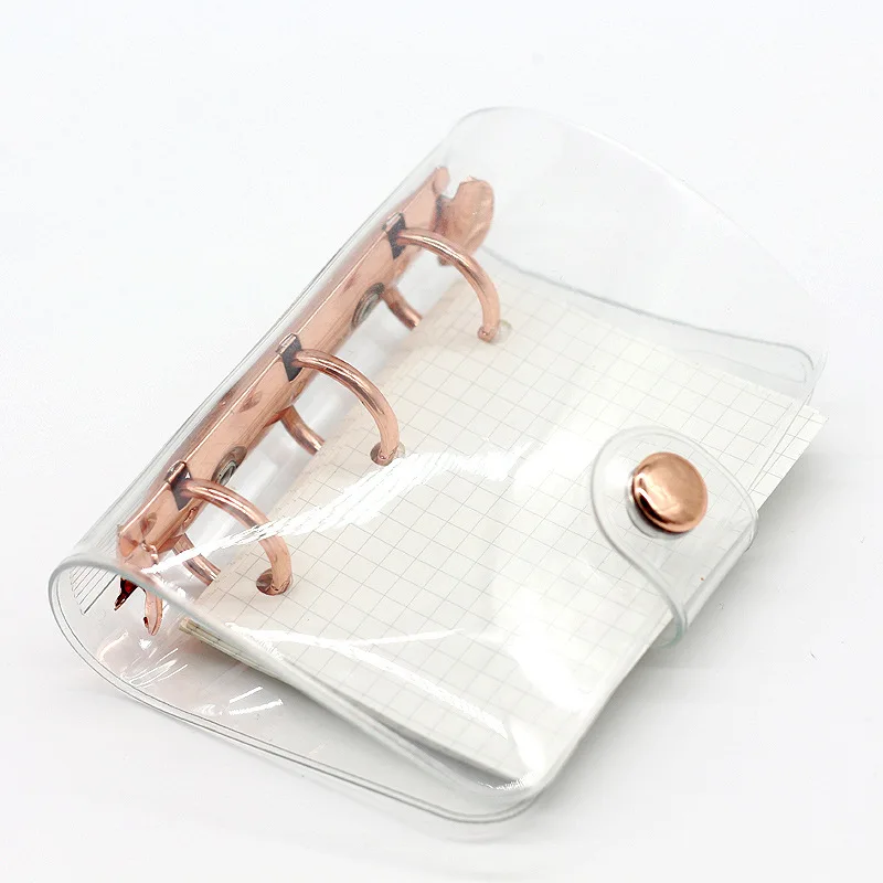 Creative Cute Transparent 3 Rings Mini Loose-leaf Hand Book Student Portable Notebook Ring Binder Kawaii School Supplies