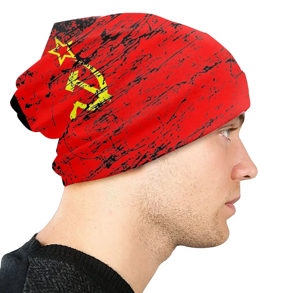 Soviet Union USSR Russia Flag Skullies Beanies Communist Socialist Hats Fashion Street Men Caps Thermal Elastic Bonnet Knit Hat