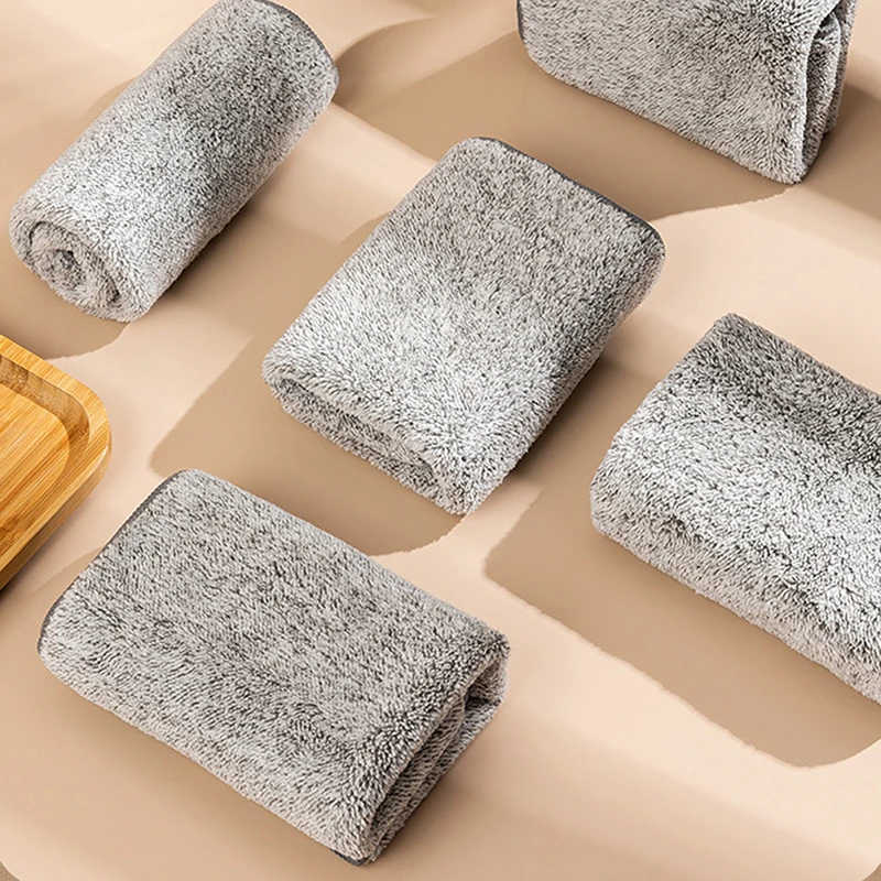 Bamboo Charcoal Fiber Cleaning Cloth Rags Thickened Water Absorbent Towels Kitchen Non-Stick Oil Rags Home Cleaning Dishcloth