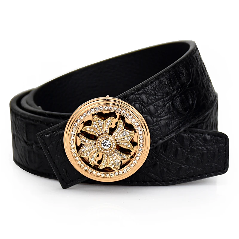 Men's belt luxury brand high quality gold belt Crocodile pattern designer Punk style fashion Jeans black waistband belt for men