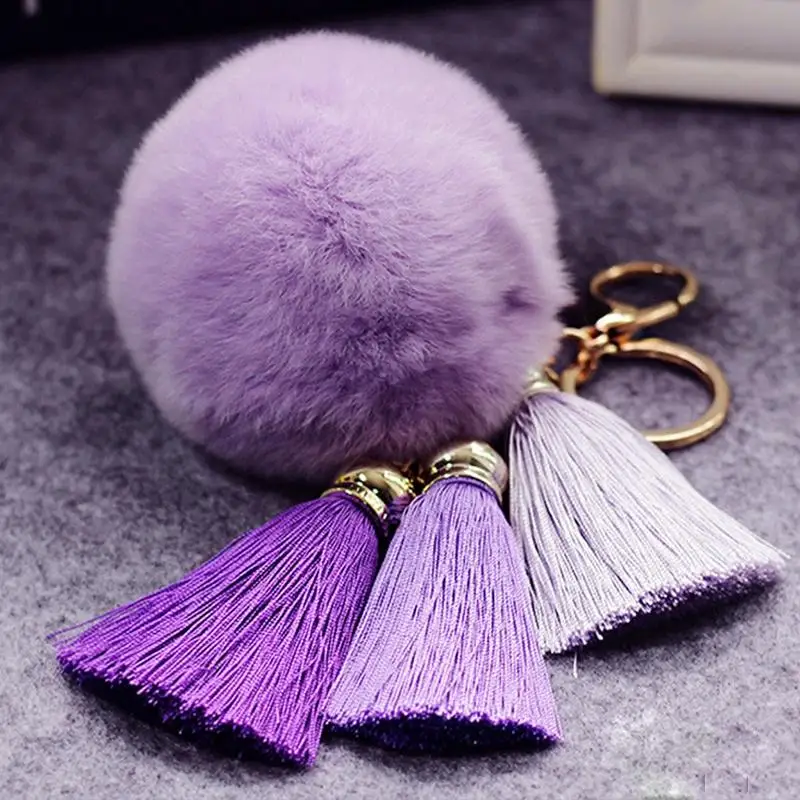 8cm DIY Luxury Faux Rabbit Fur PomPom Hairball Hat Ball Pom Pom Handmade Large Hair Hat Ball Keychain DIY