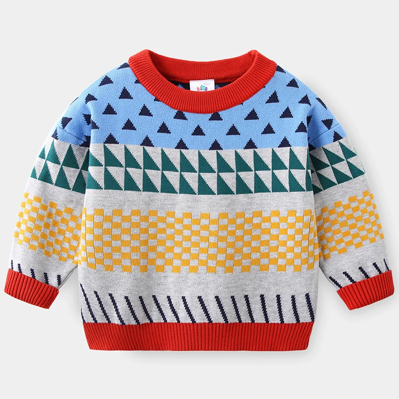 Winter New Fashion 2 3 4 5 6 7 8 9 10 Years Children\'s Handsome Pullover Knitted Color Patchwork Sweater For Kids Baby Boy