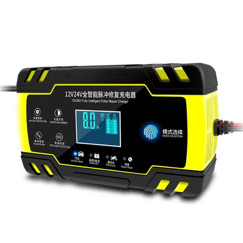 12/24V 8A LCD Touch Screen Automatic Car Battery Charger Intelligent Pulse Repair Chargers Lead Acid AGM Gel Wet Battery-charger