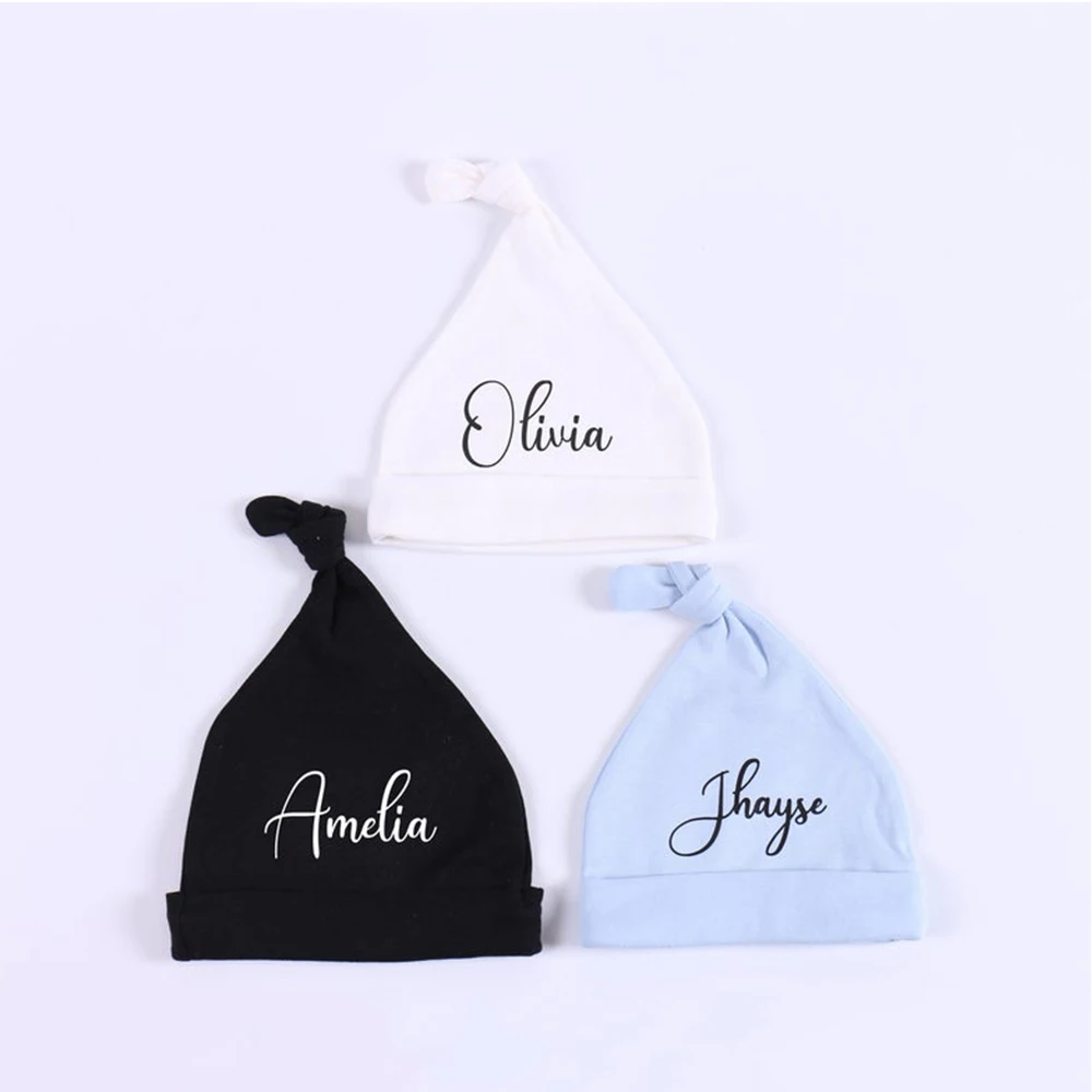 New Custom Name Newborn Soft Baby Hat Personalized Infant Gift Hats High Quality Cotton Children Unisex Beanies Caps