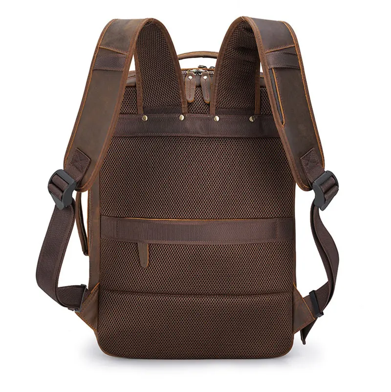 Men Genuine Leather Multifunction Backpack Large Capacity Travel Backpack 100% Genuine Leather Bagpack 15 16 17 Inch Laptop Bag