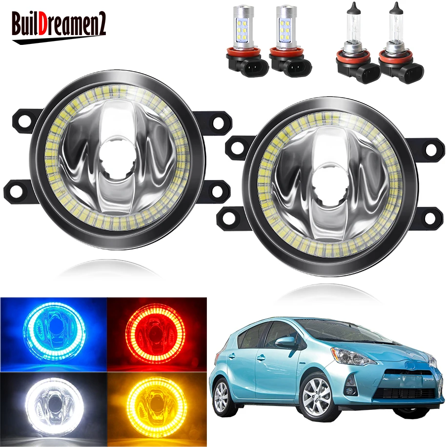 Angel Eye Fog Light For Toyota Prius Plus C V 2011 2012 2013 2014 2015 Car Front Bumper Fog Light Assembly Halo Ring DRL H11 12V