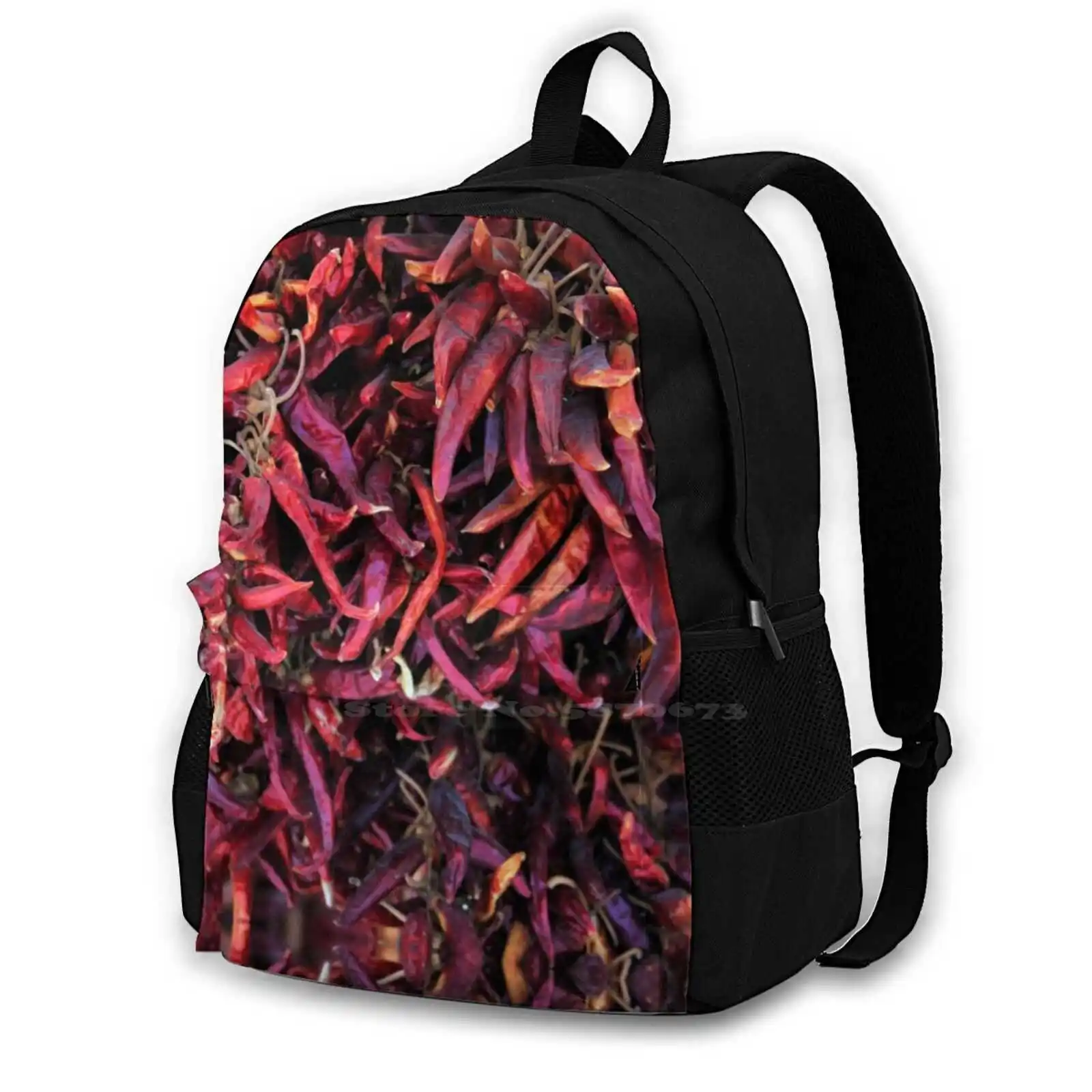 Peppers Teen College Student Backpack Pattern Design Bags Paprika Spicy Red Orange Yellow Dried Dry Seasonings Munich Germany