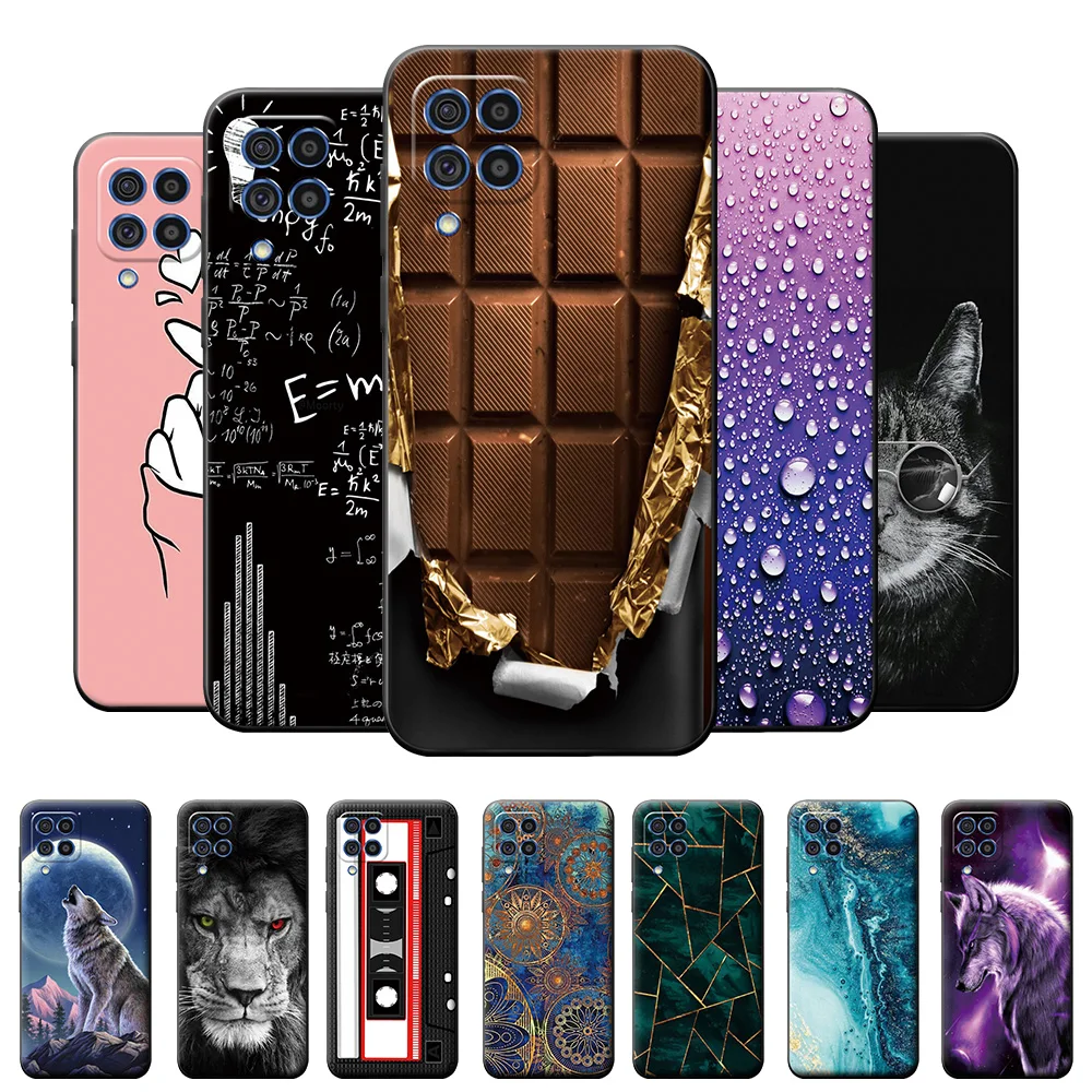 For Samsung Galaxy F62 Case Cover For Samsung Galaxy M62 Soft Silicone Phone Case For Samsung F62 M62 Cute Cat Black TPU Bumper