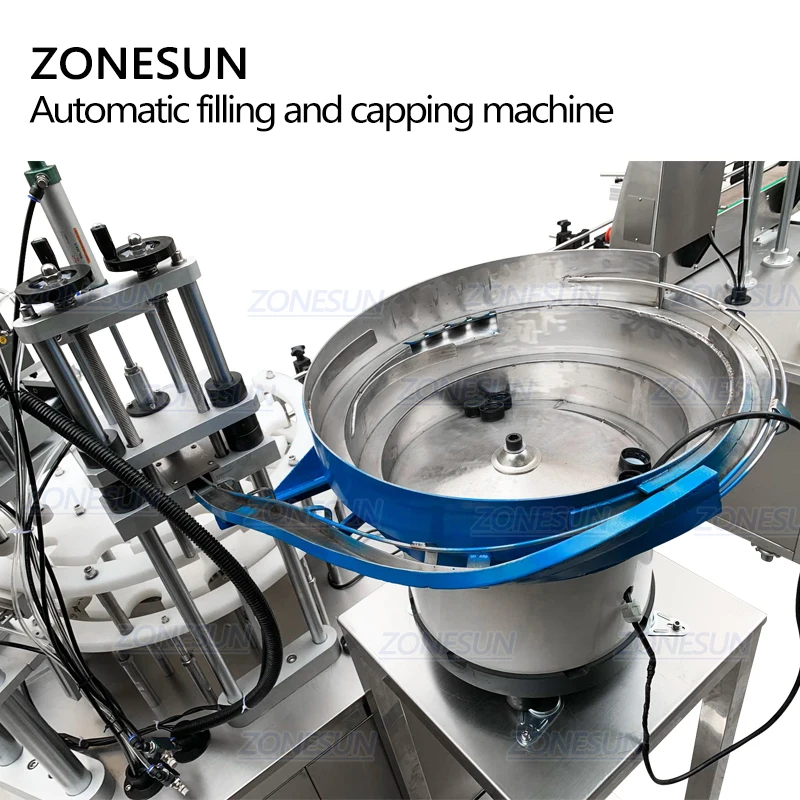 ZONESUN Automatic Electric Glass Perfume alcohol gel Nail Polish Plastic Bottle Capping Auto Filling Capping Packing Machine