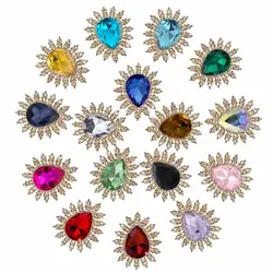 Shiny 10Pcs 28*33MM Silver Metal Needlework Rhinestone Embellishment Hair Accessories Diy Flat back Brooch Jewelry Accessories