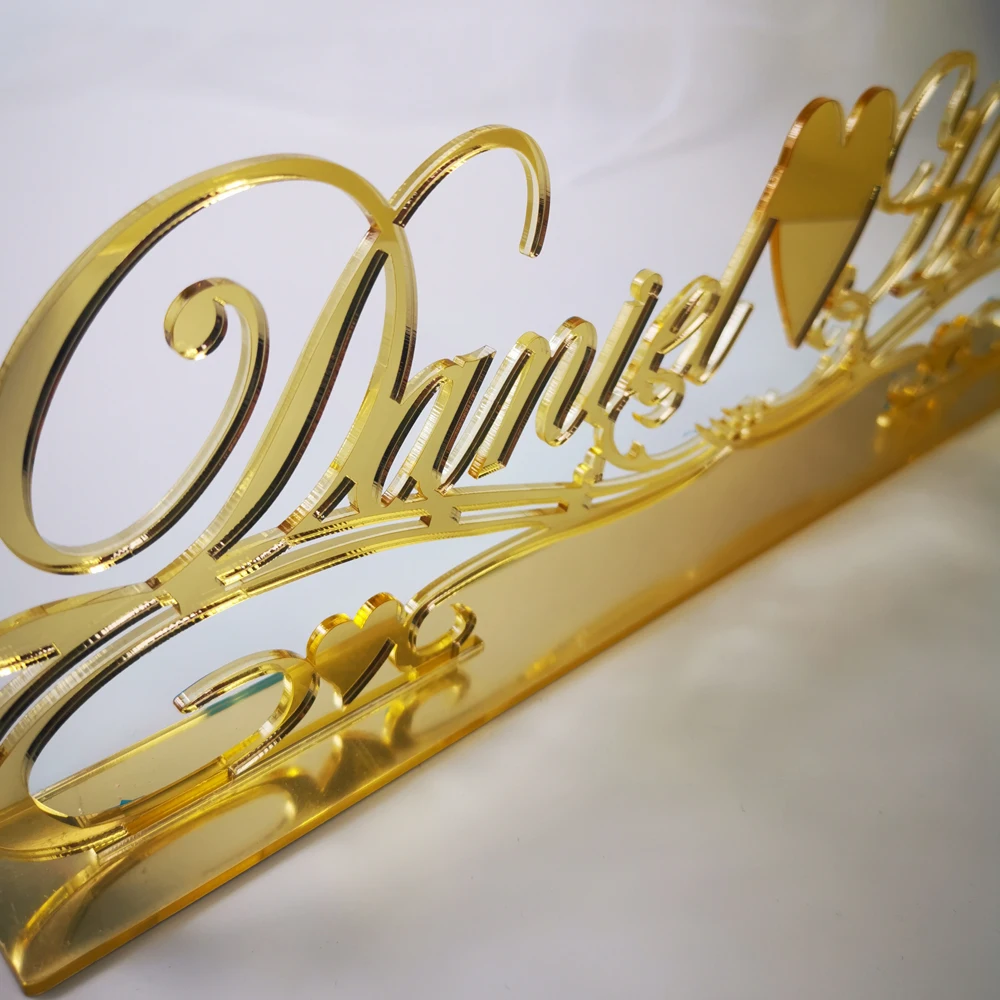 Custom wedding table centrepieces sign Personalized Mirror Rose Gold Silver Name for Table Decor Acrylic Tableshow Wedding Decor