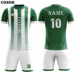 Soccer Jersey 2022 2023 Gradient Green And White Stripe Sublimation Soccer Shorts Football Shirt Men Training Football Kits