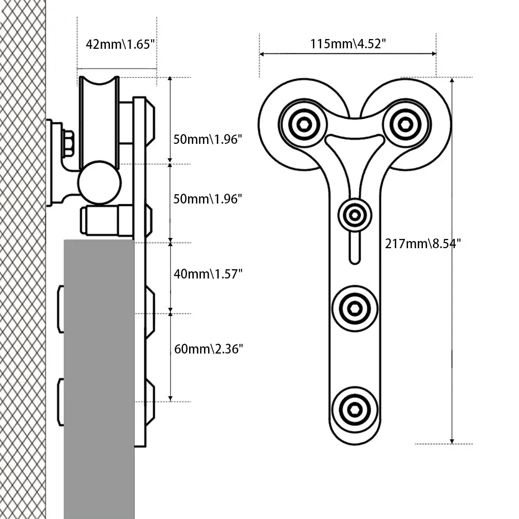 Imagem -02 - Porta Deslizante Hardware Cloconjunto Kit para Madeira Única Aço Inoxidável y Roller 4ft7.5ft