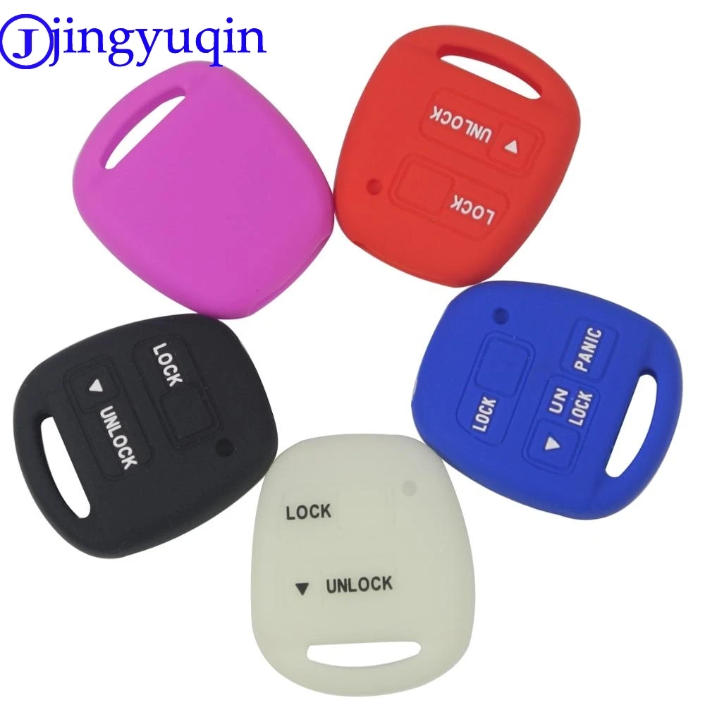 jingyuqin 2 Buttons Silicone Car Key Fob Case Cover Skin For TOYOTA CAMRY RAV4 PRADO COROLLA AVENSIS LAND CRUISER YARIS