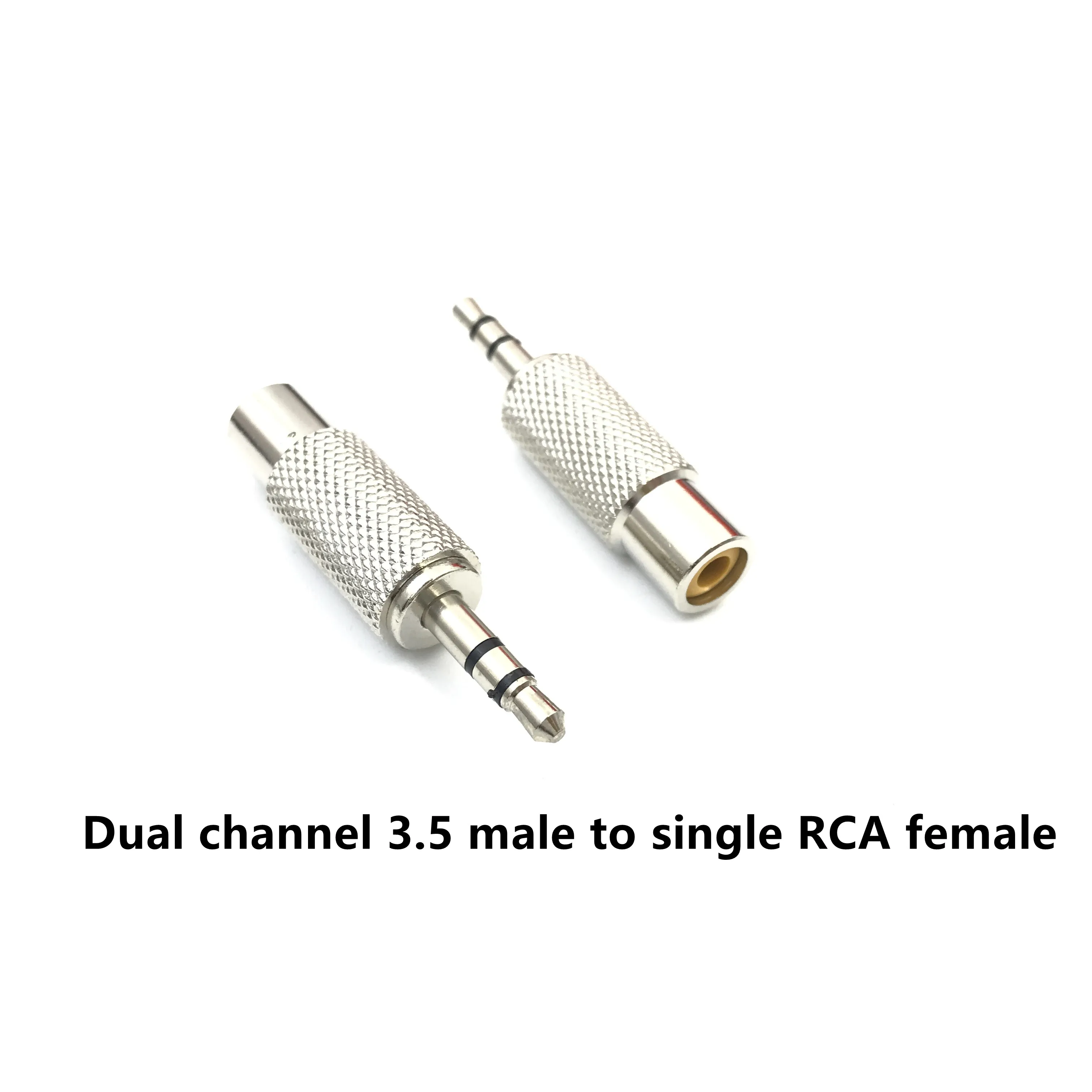 Dual channel 3.5 male to single RCA female audio conversion socket 3.5mm male to Lotus female AV metal adapter